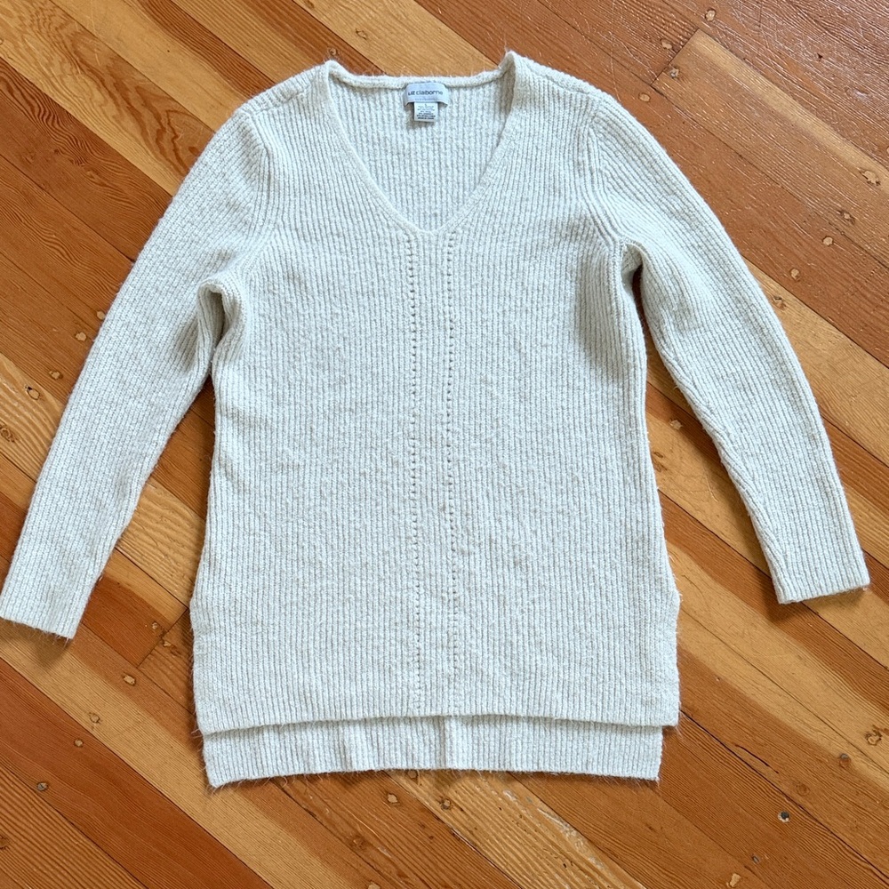 Liz Claiborne Soft Cozy Cream Sparkly Sweater Large